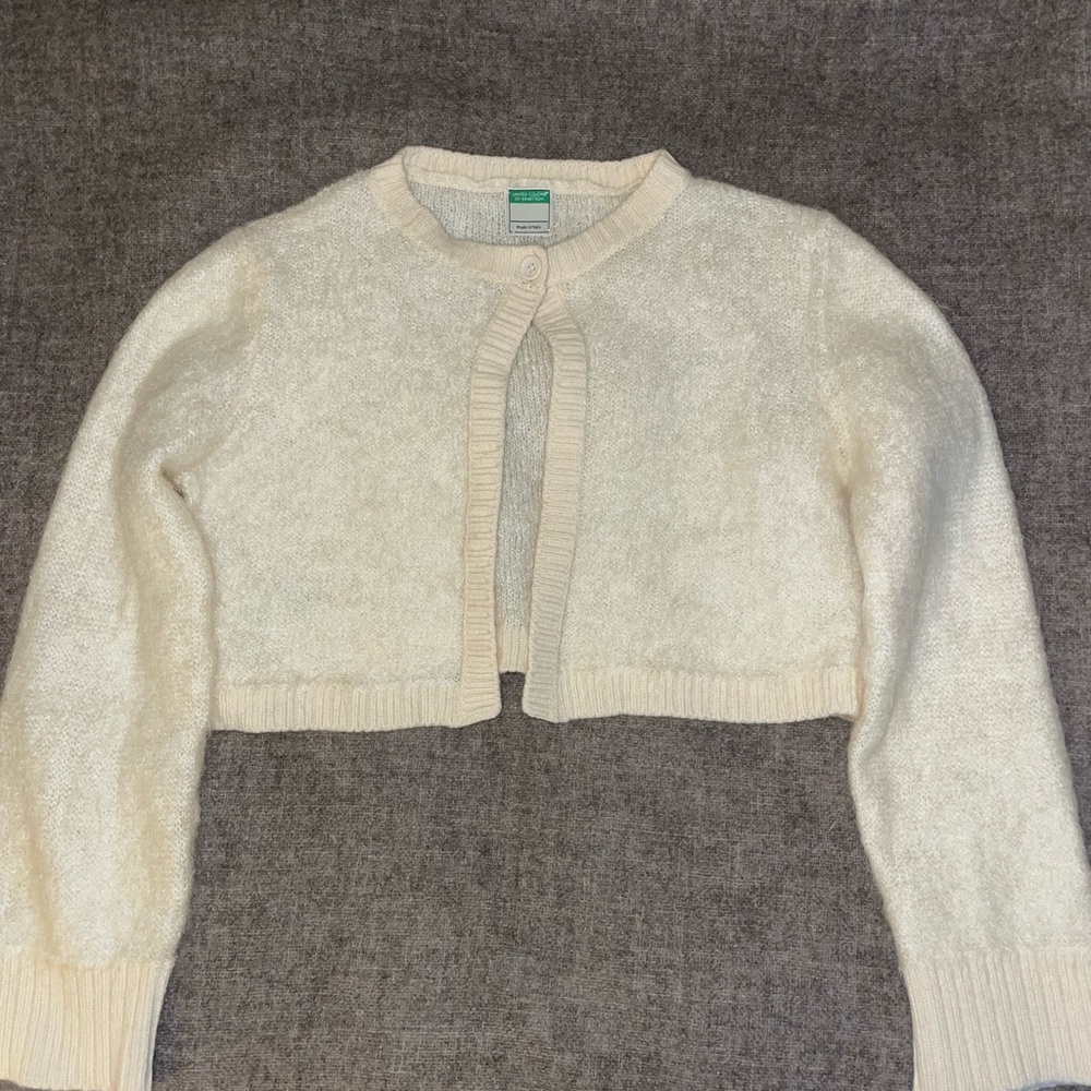 Mohair Italian cropped cream cardigan